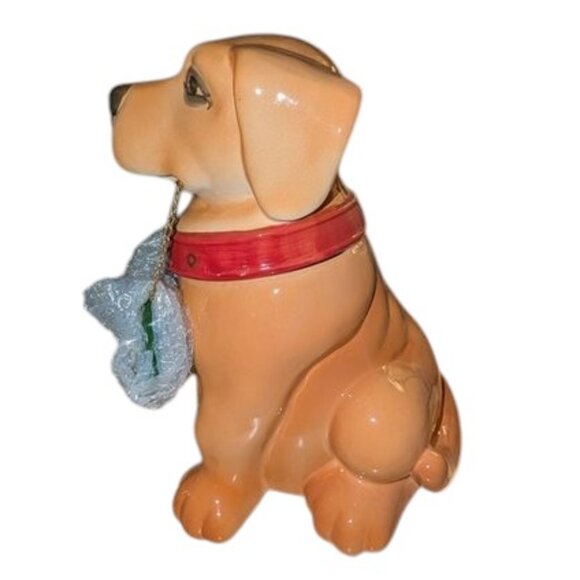 NEW Holiday Time Vintage Dog Sign Lab Labrador  Merry Christmas Cookie Jar - Picture 6 of 13